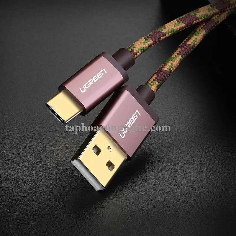 Ugreen 40428 0.5M màu Nâu Cáp sạc USB TypeC cao cấp US250 30040428
